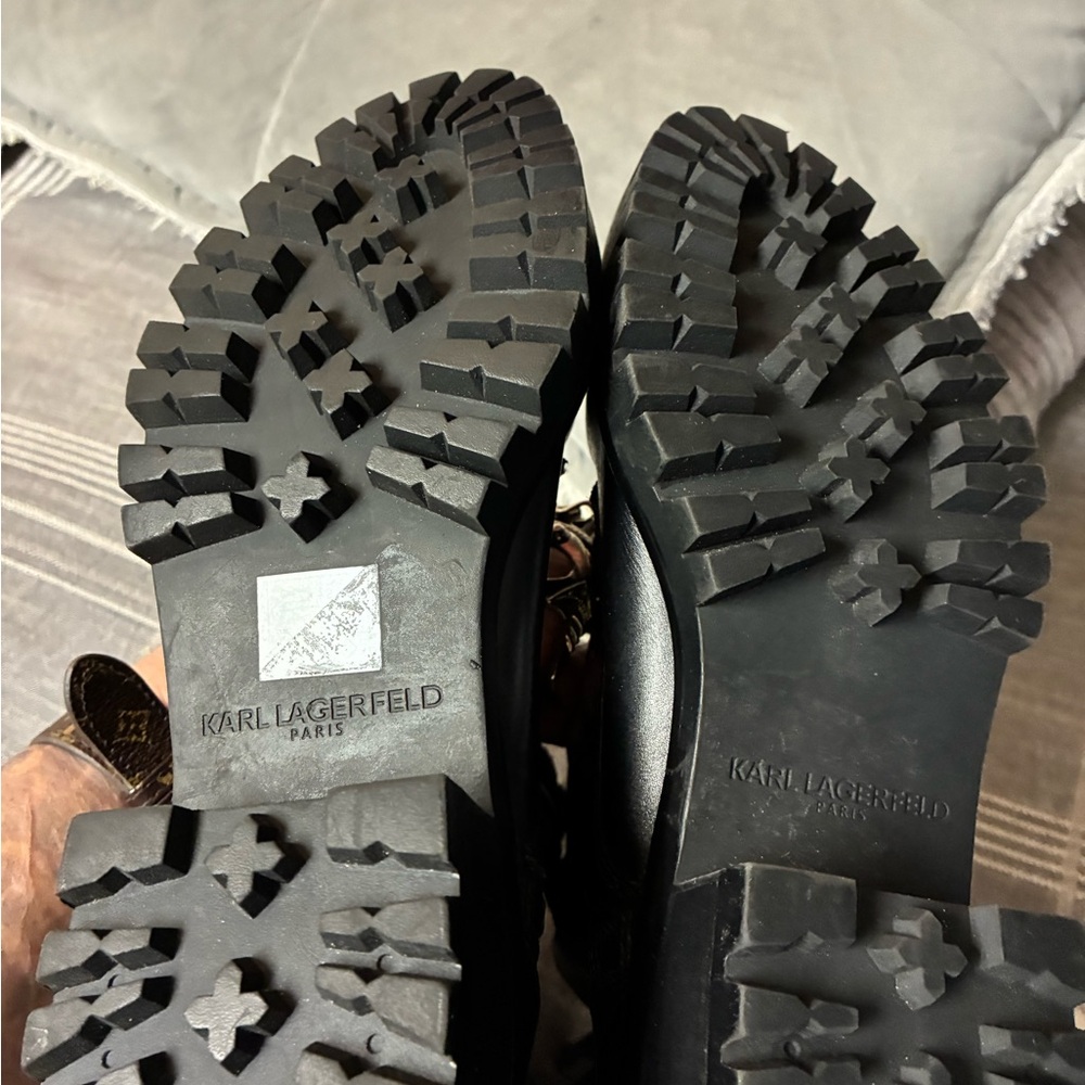 Karl Lagerfeld Black Combat Boots - Picture 7 of 8